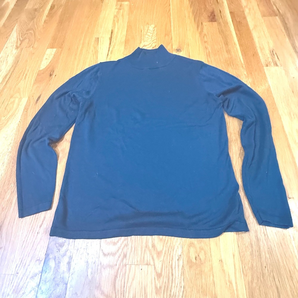 Valerie Stevens Pure Silk Mock Neck Sweater Navy Blue Long Sleeve Womens Medium